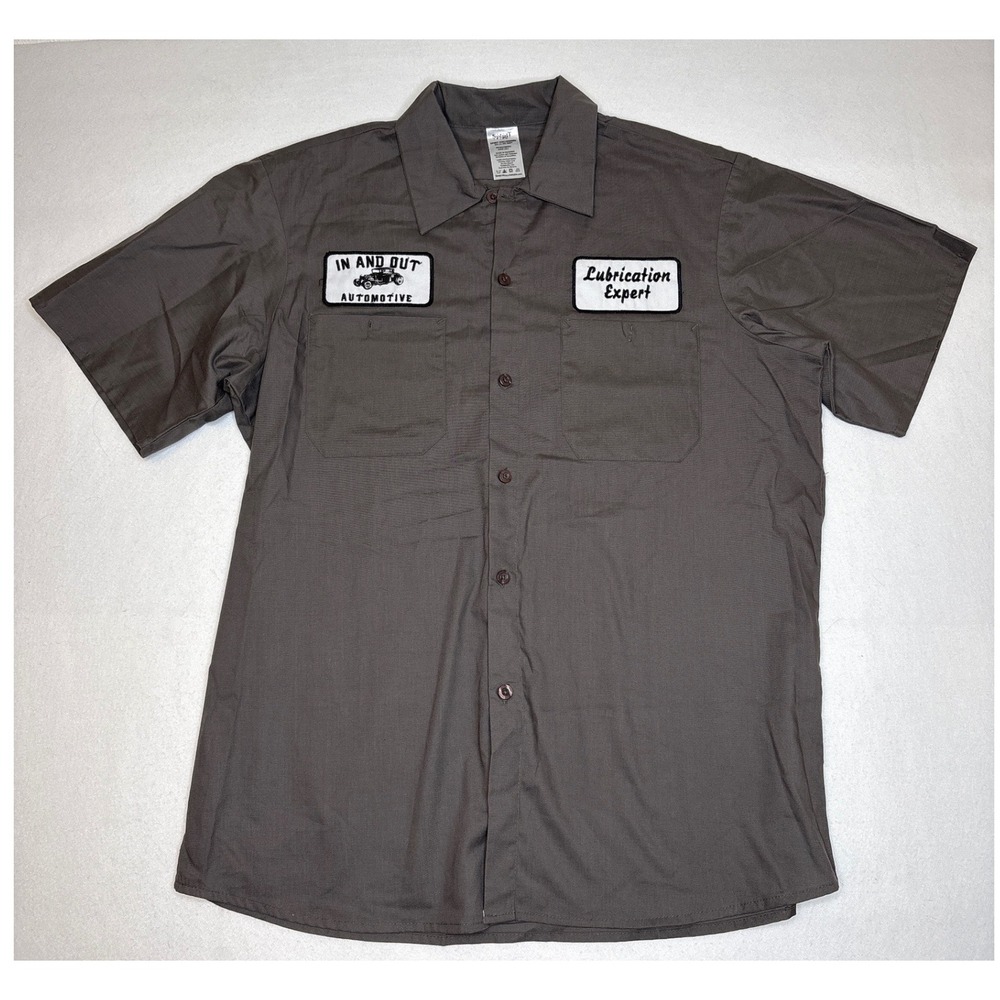 Men Shirt Funny Automotive Mechanic Costume Halloween XL Grey